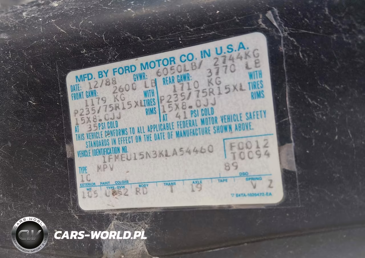 1989 Ford Bronco U100 VIN:1FMEU15N3KLA54460 - 9