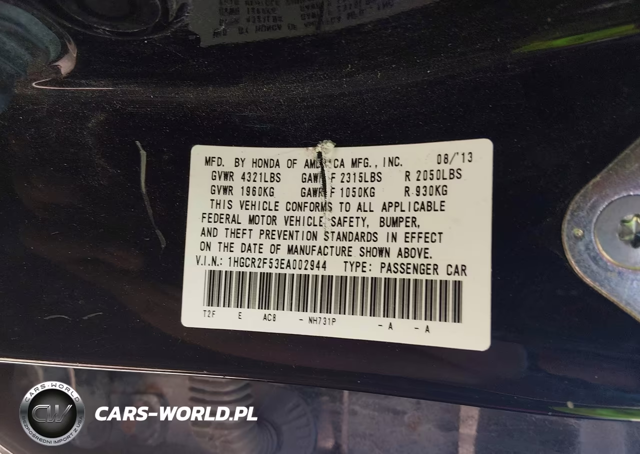 2014 Honda Accord Sport VIN:1HGCR2F53EA002944 - 9