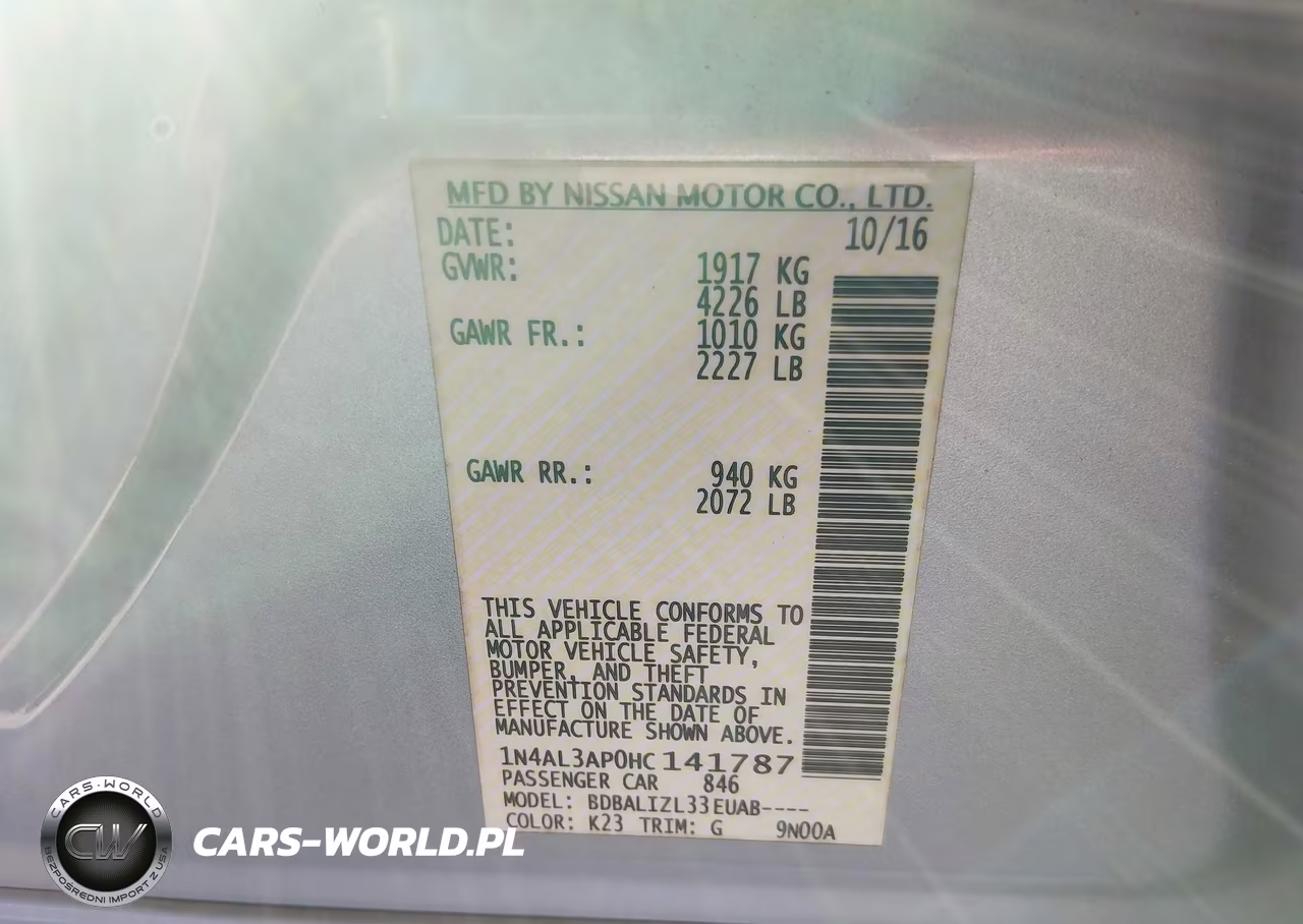 2017 Nissan Altima 2.5 Sv VIN:1N4AL3AP0HC141787 - 9