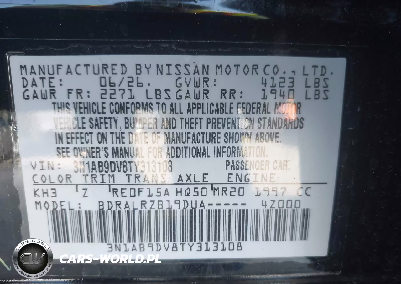 2026 Nissan Sentra Sr VIN:3N1AB9DV8TY313108 - 9