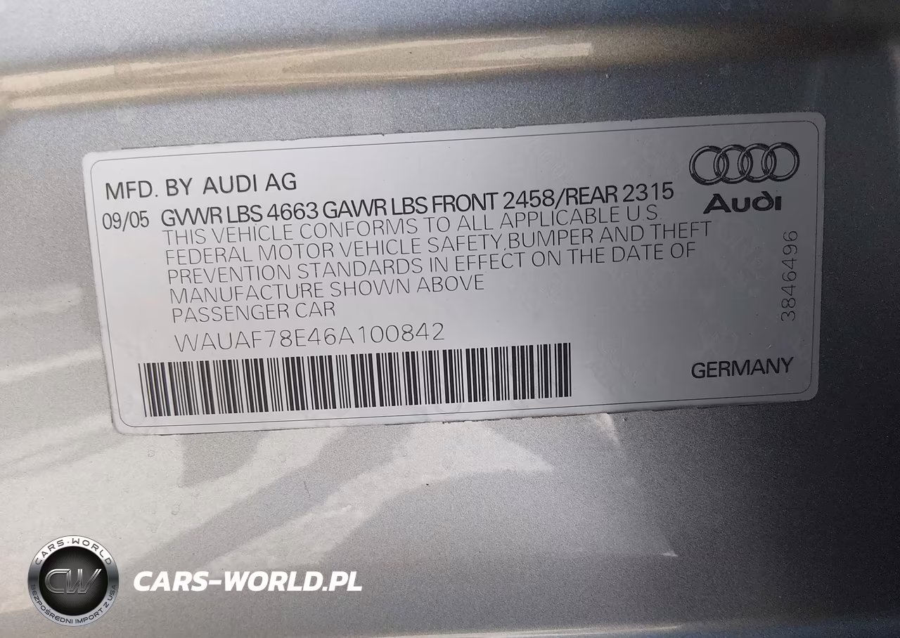 2006 Audi A4 2.0T VIN:WAUAF78E46A100842 - 9