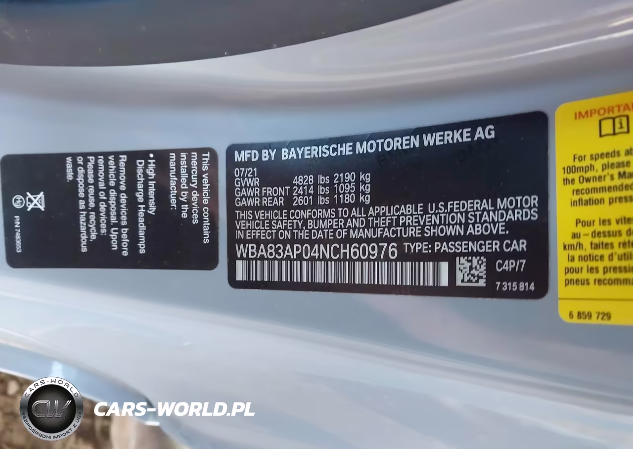 2022 BMW M440I VIN:WBA83AP04NCH60976 - 9