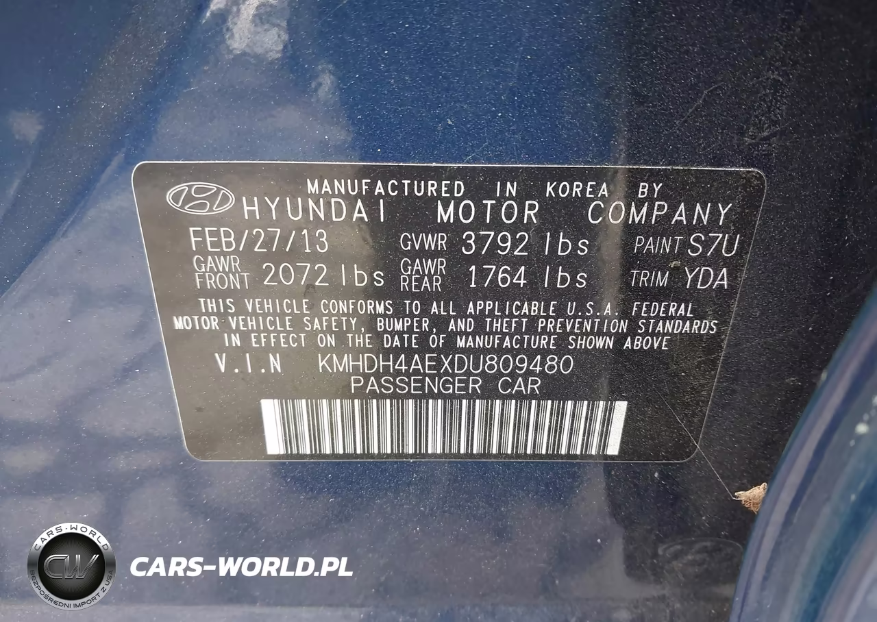 2013 Hyundai Elantra Gls VIN:KMHDH4AEXDU809480 - 9