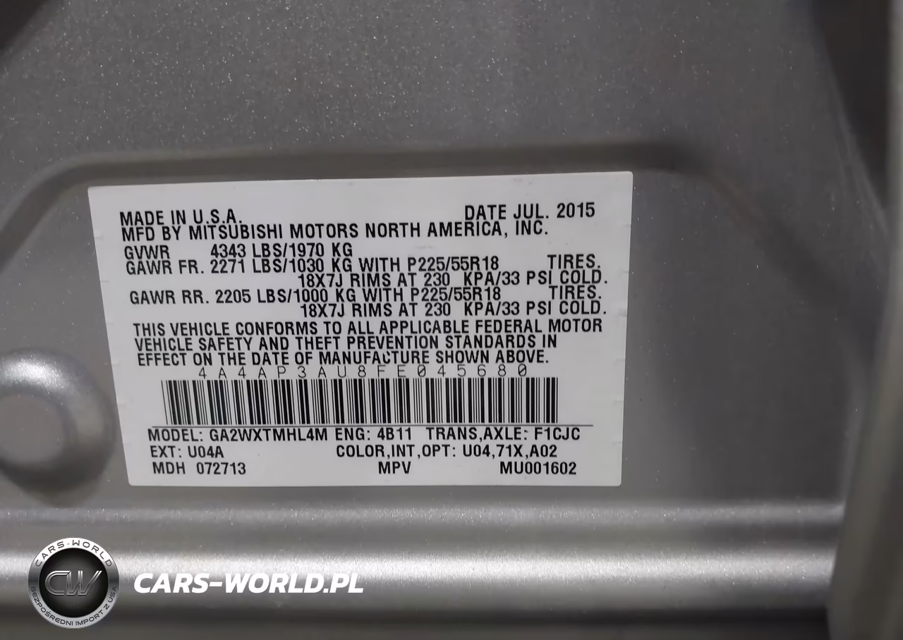 2015 Mitsubishi Outlander Sport Es VIN:4A4AP3AU8FE045680 - 9