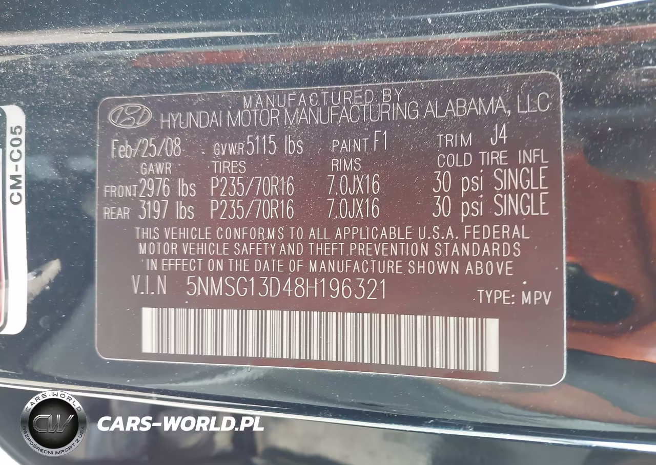 2008 Hyundai Santa Fe Gls VIN:5NMSG13D48H196321 - 9