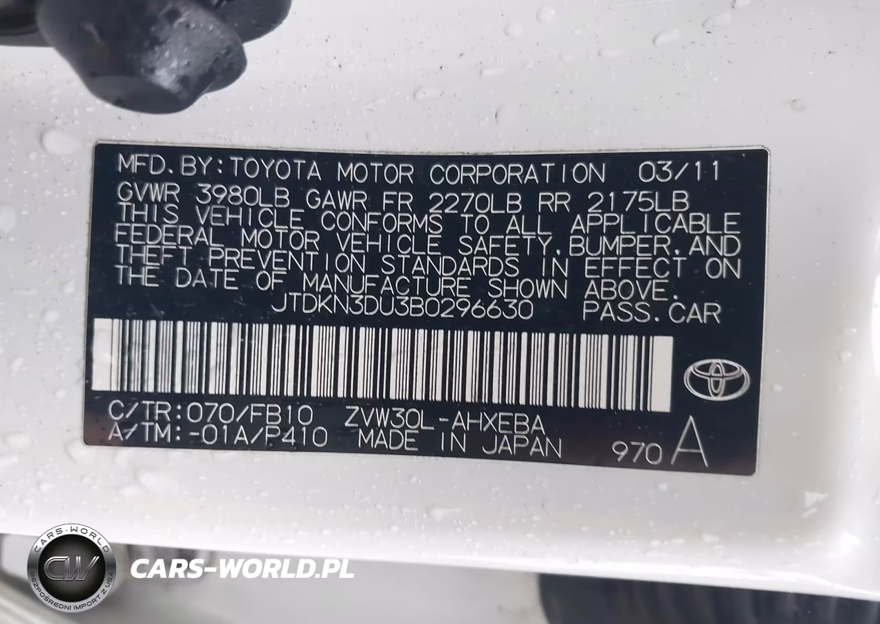 2011 Toyota Prius Two VIN:JTDKN3DU3B0296630 - 9