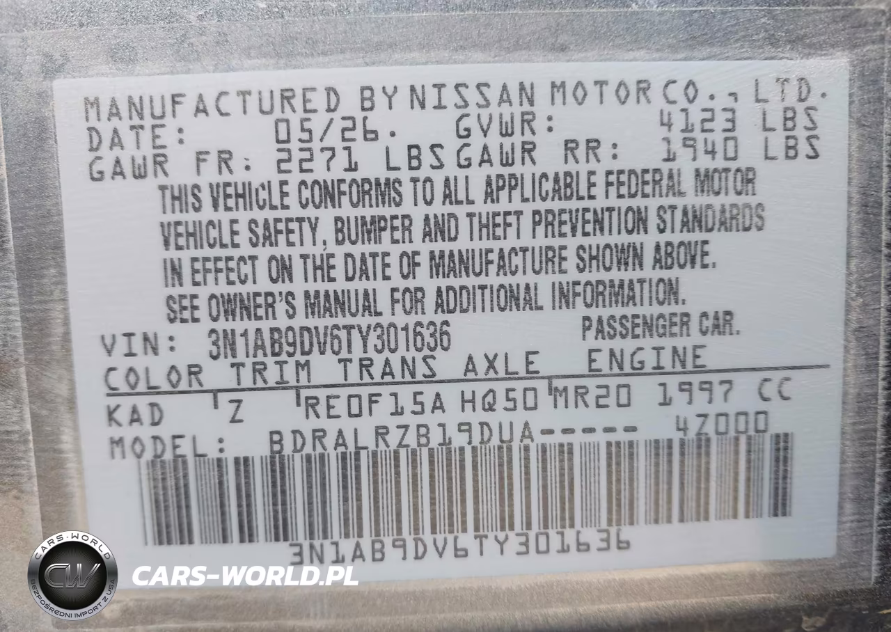 2026 Nissan Sentra Sr VIN:3N1AB9DV6TY301636 - 9