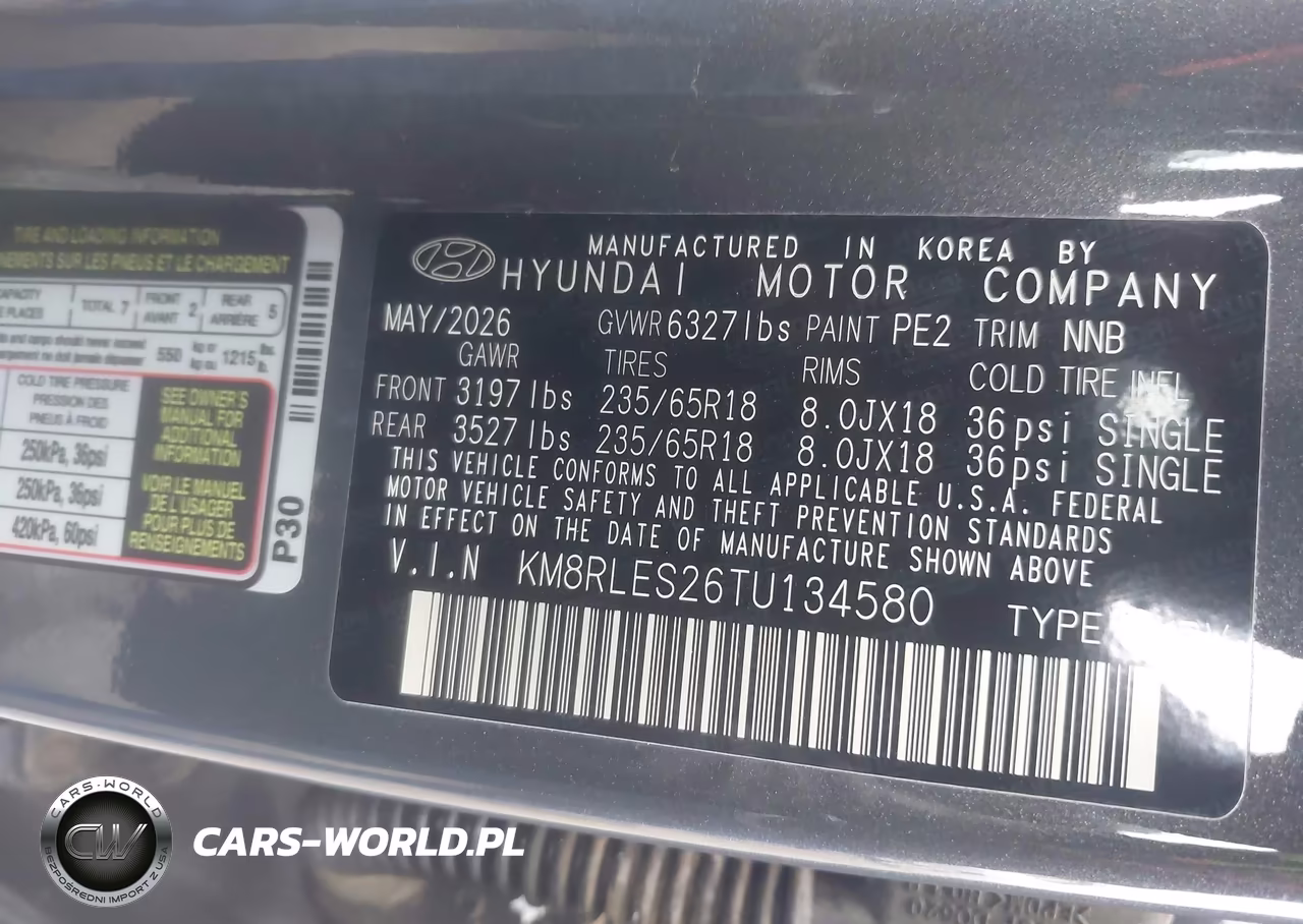 2026 Hyundai Palisade Sel 7P VIN:KM8RLES26TU134580 - 9