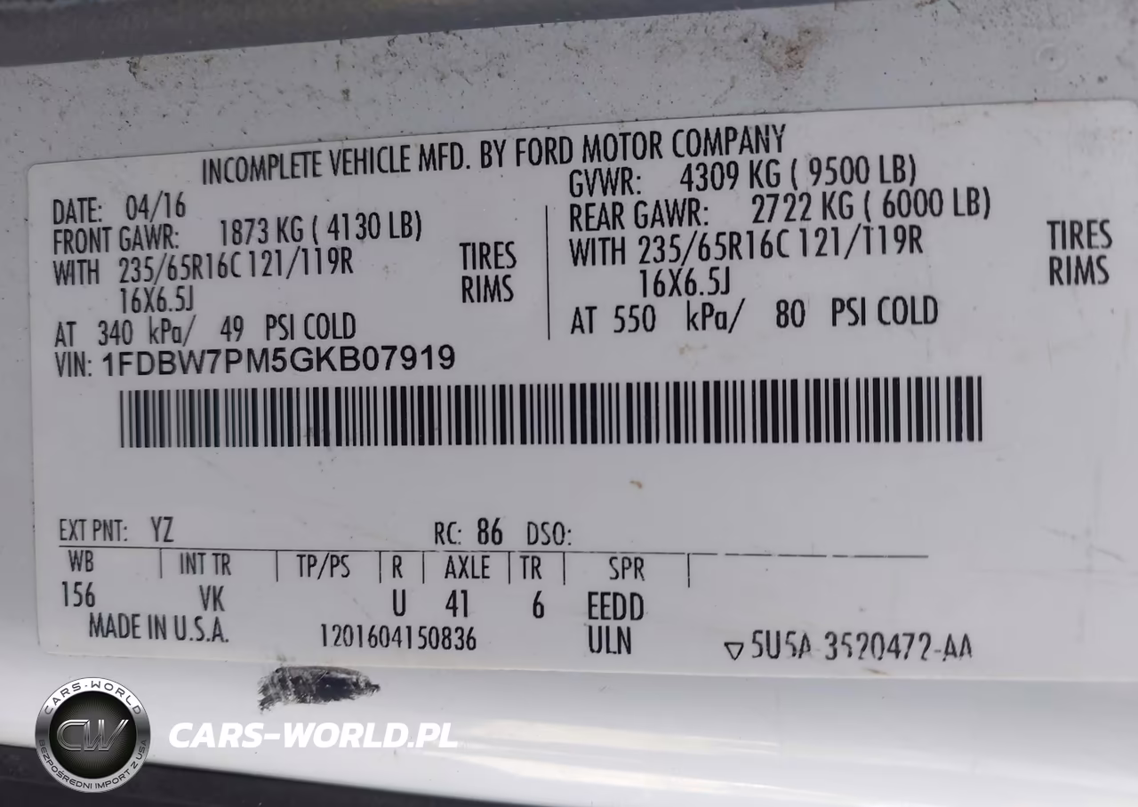 2016 Ford Transit-350 Cutaway VIN:1FDBW7PM5GKB07919 - 8