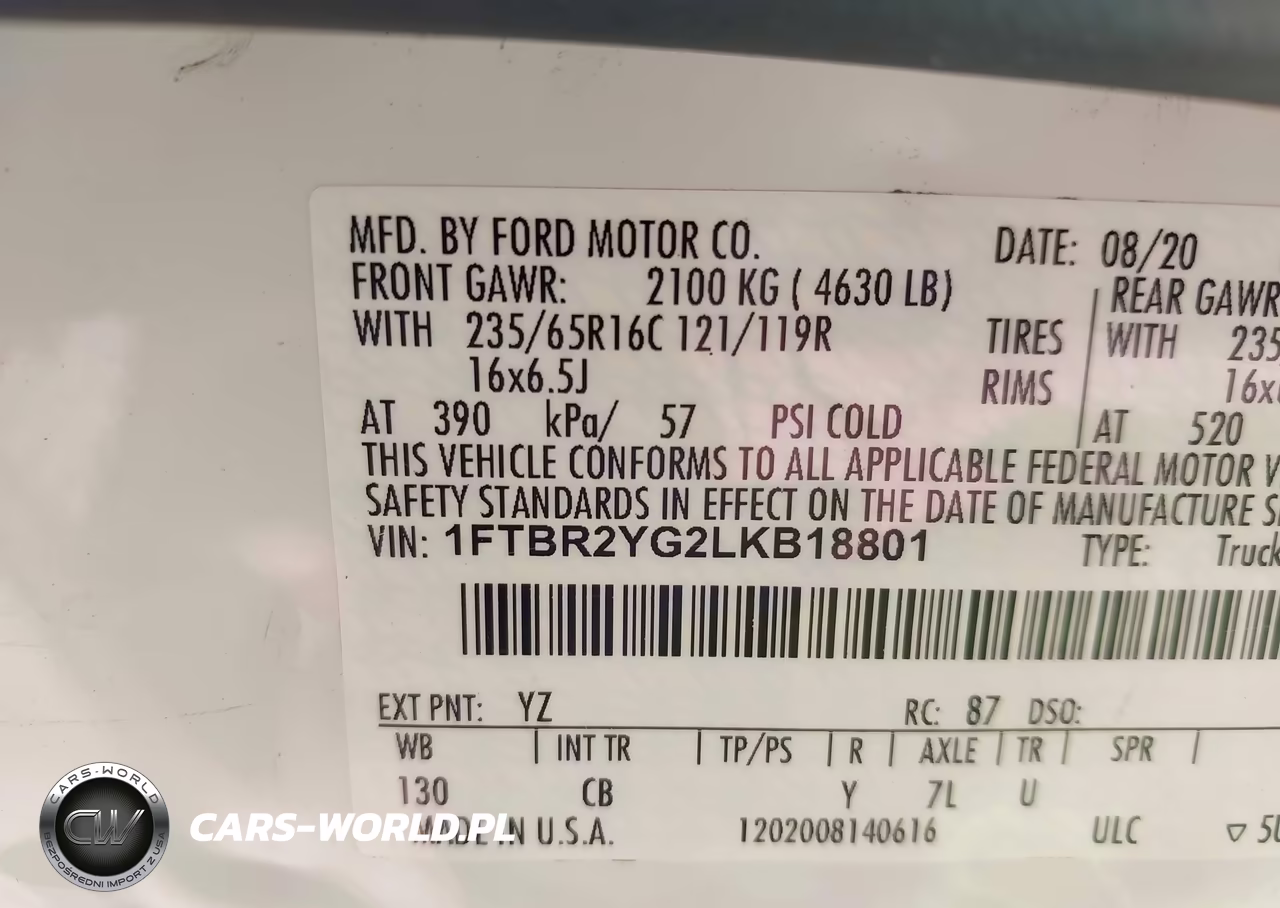 2020 Ford Transit-250 VIN:1FTBR2YG2LKB18801 - 9