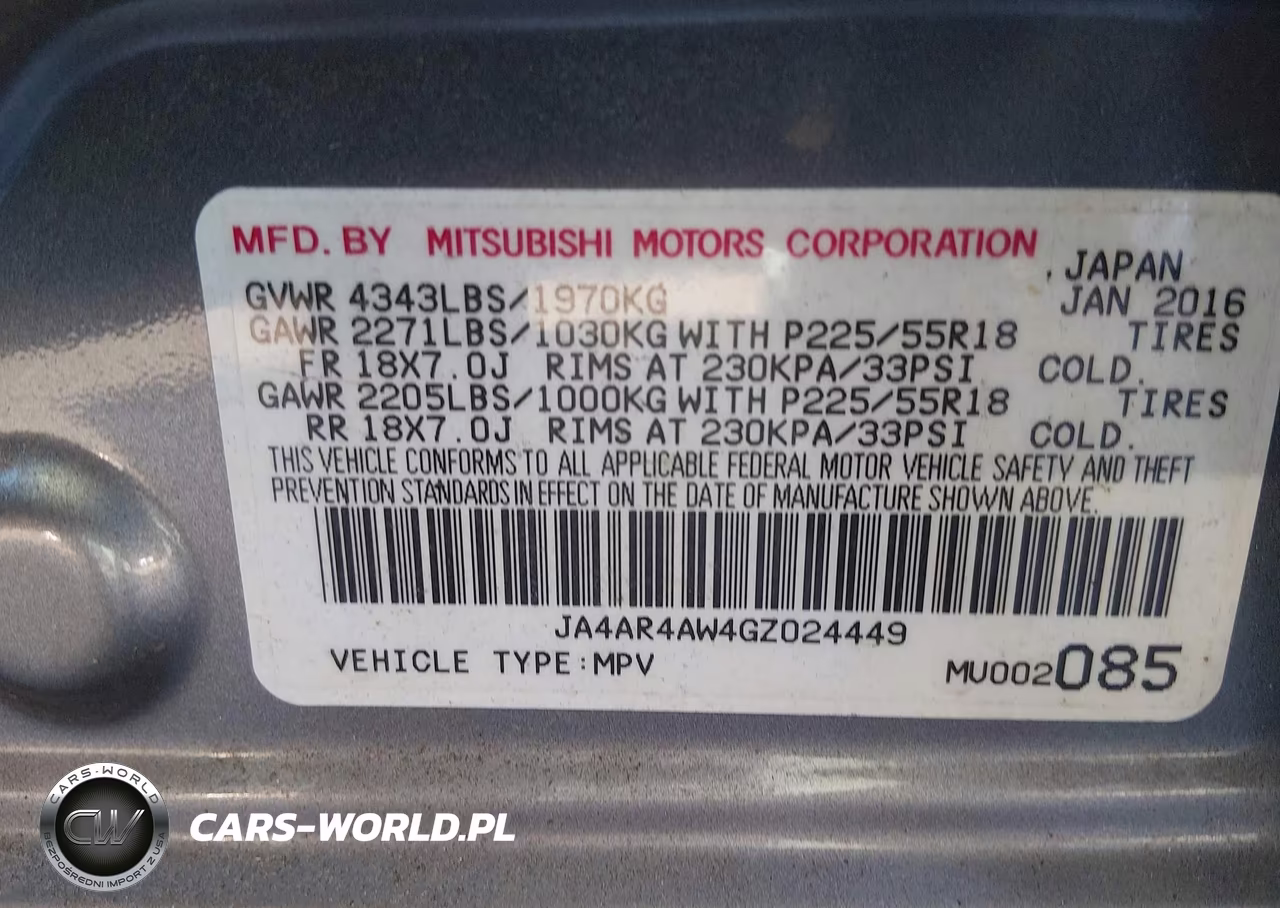 2016 Mitsubishi Outlander Sport 2.4 Gt VIN:JA4AR4AW4GZ024449 - 9