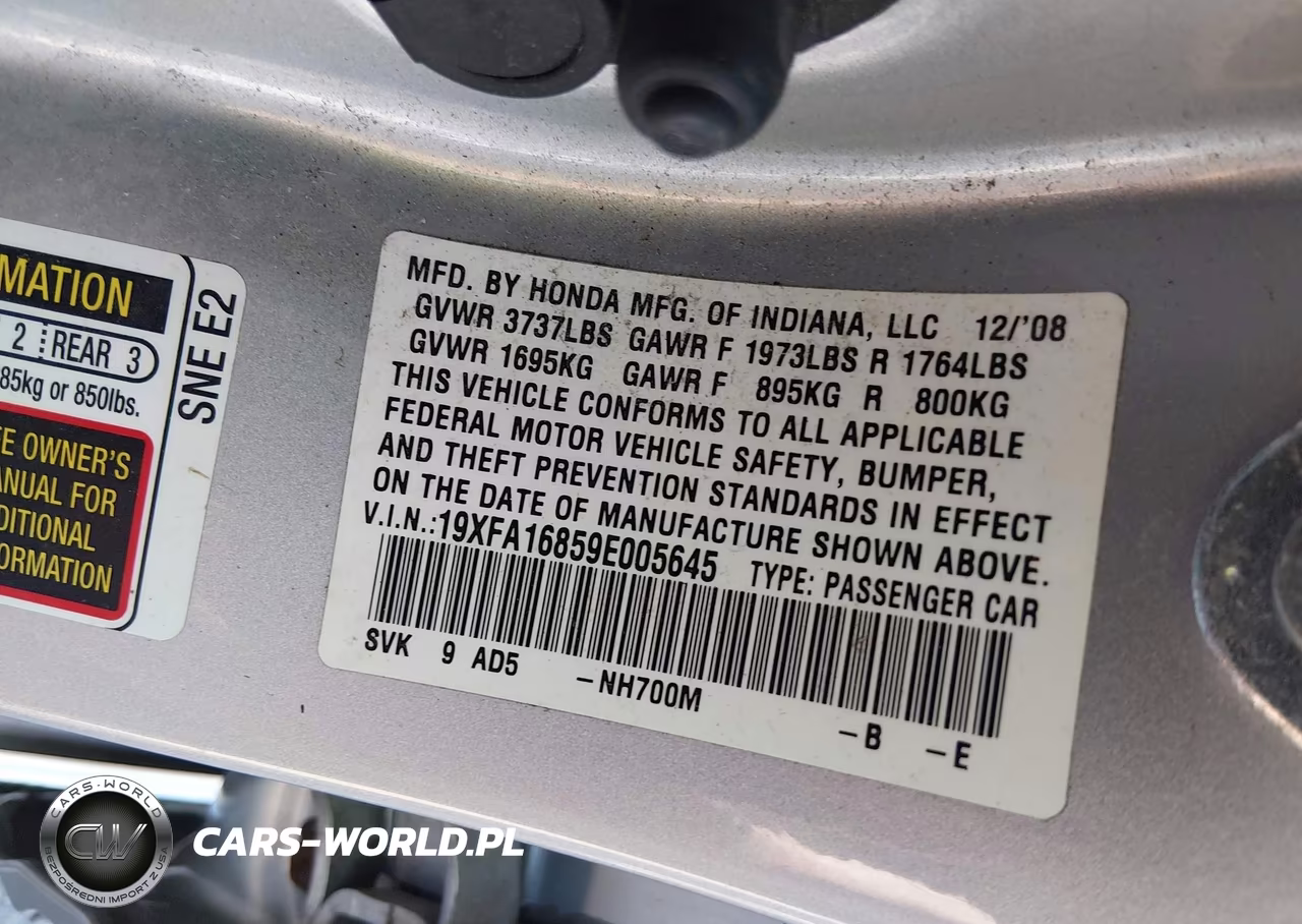 2009 Honda Civic Ex VIN:19XFA16859E005645 - 9