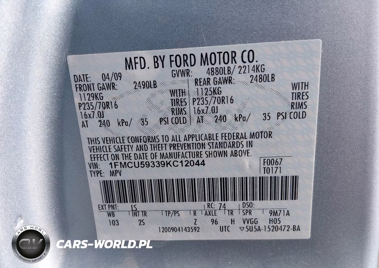 2009 Ford Escape Hybrid Limited VIN:1FMCU59339KC12044 - 9