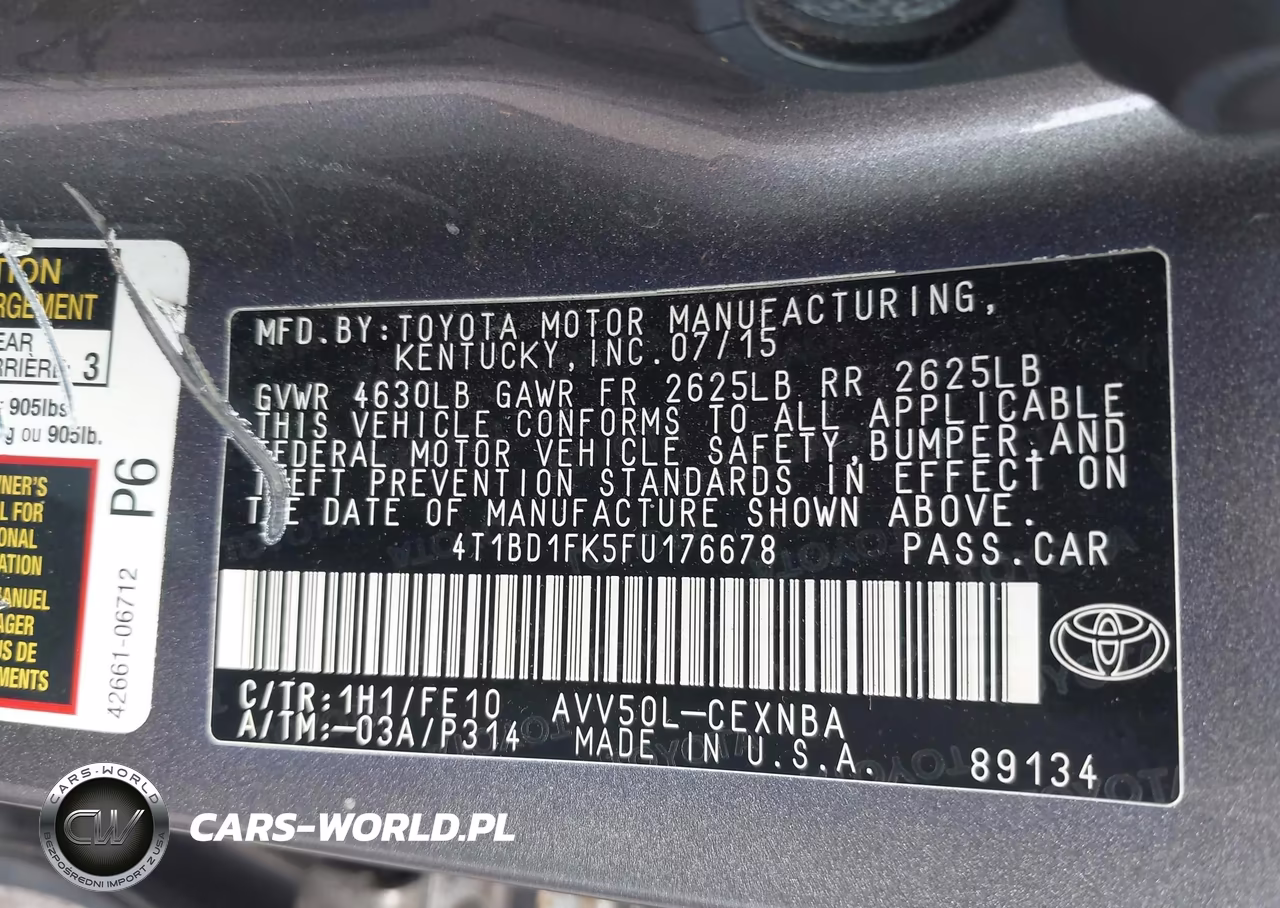 2015 Toyota Camry Hybrid Le VIN:4T1BD1FK5FU176678 - 9