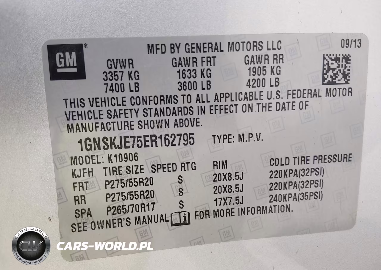 2014 Chevrolet Suburban 1500 Lt VIN:1GNSKJE75ER162795 - 9