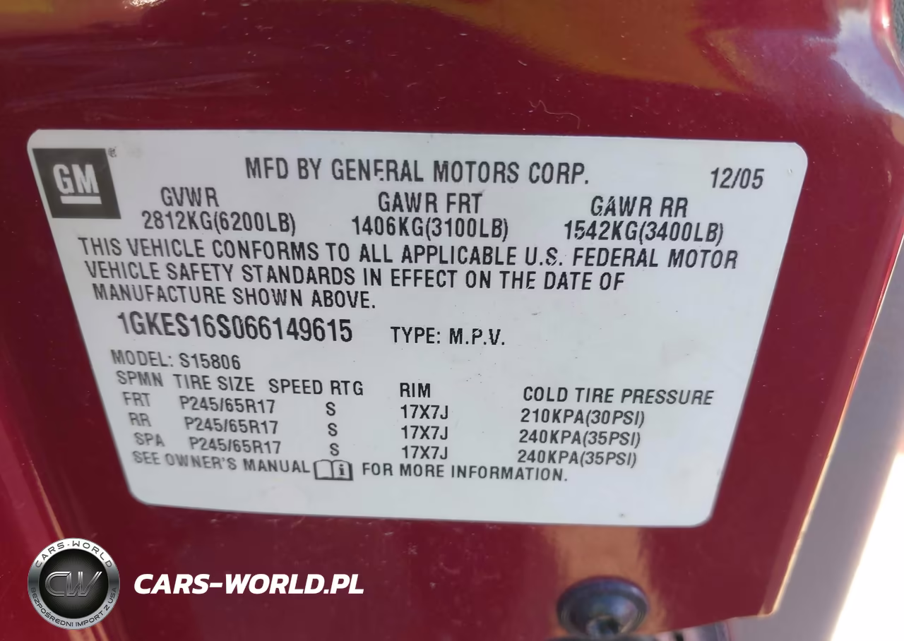 2006 GMC Envoy Xl Slt VIN:1GKES16S066149615 - 9