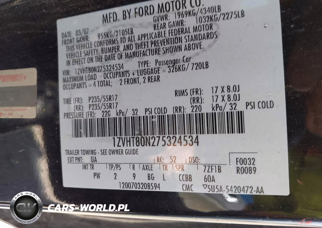 2007 Ford Mustang V6 Deluxe-V6 Premium VIN:1ZVHT80N275324534 - 9