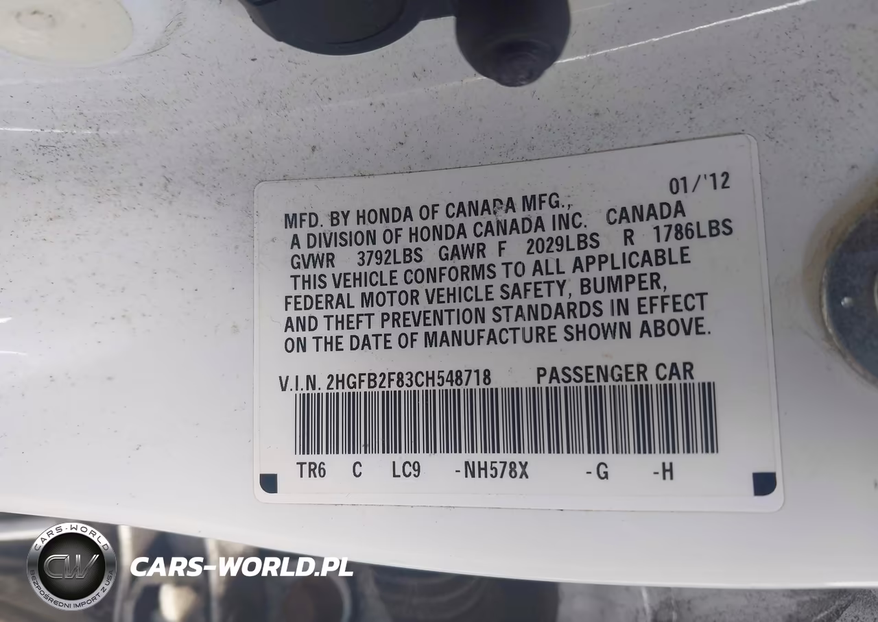 2012 Honda Civic Ex VIN:2HGFB2F83CH548718 - 9