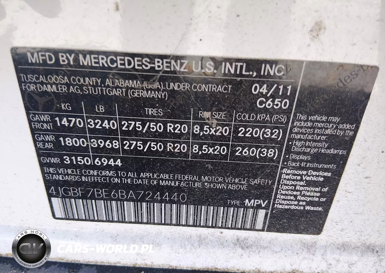 2011 Mercedes-Benz Gl 450 4Matic VIN:4JGBF7BE6BA724440 - 9