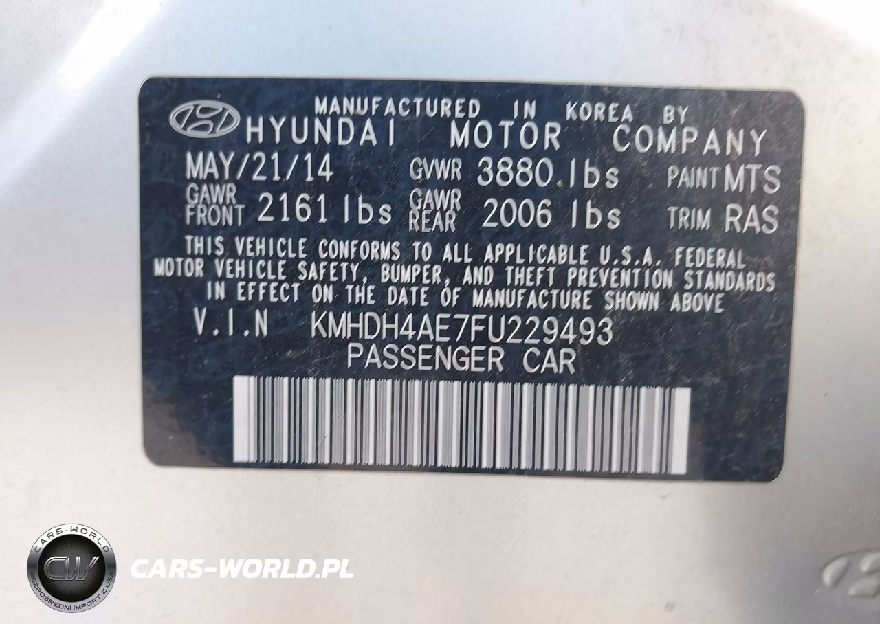 2015 Hyundai Elantra Se (Ulsan Plant) VIN:KMHDH4AE7FU229493 - 9