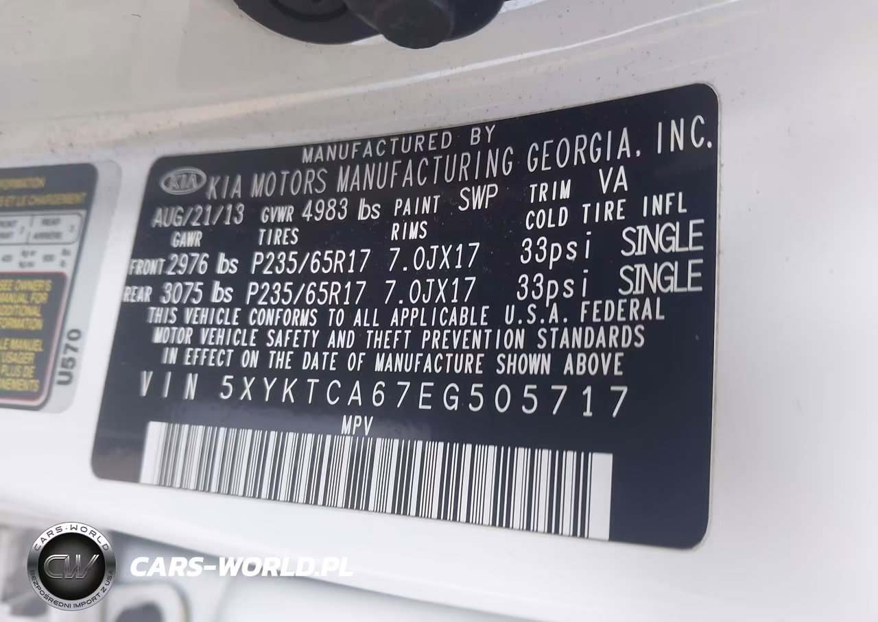 2014 Kia Sorento Lx VIN:5XYKTCA67EG505717 - 9