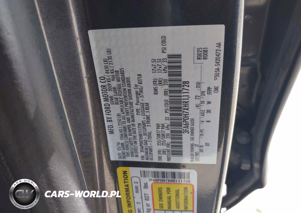 2017 Ford Fusion Se VIN:3FA6P0H7XHR111728 - 9
