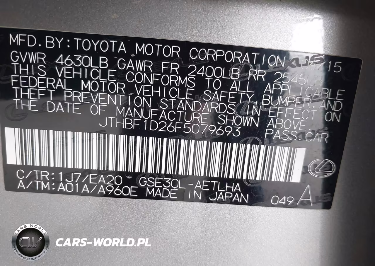 2015 Lexus Is 250 VIN:JTHBF1D26F5079693 - 9