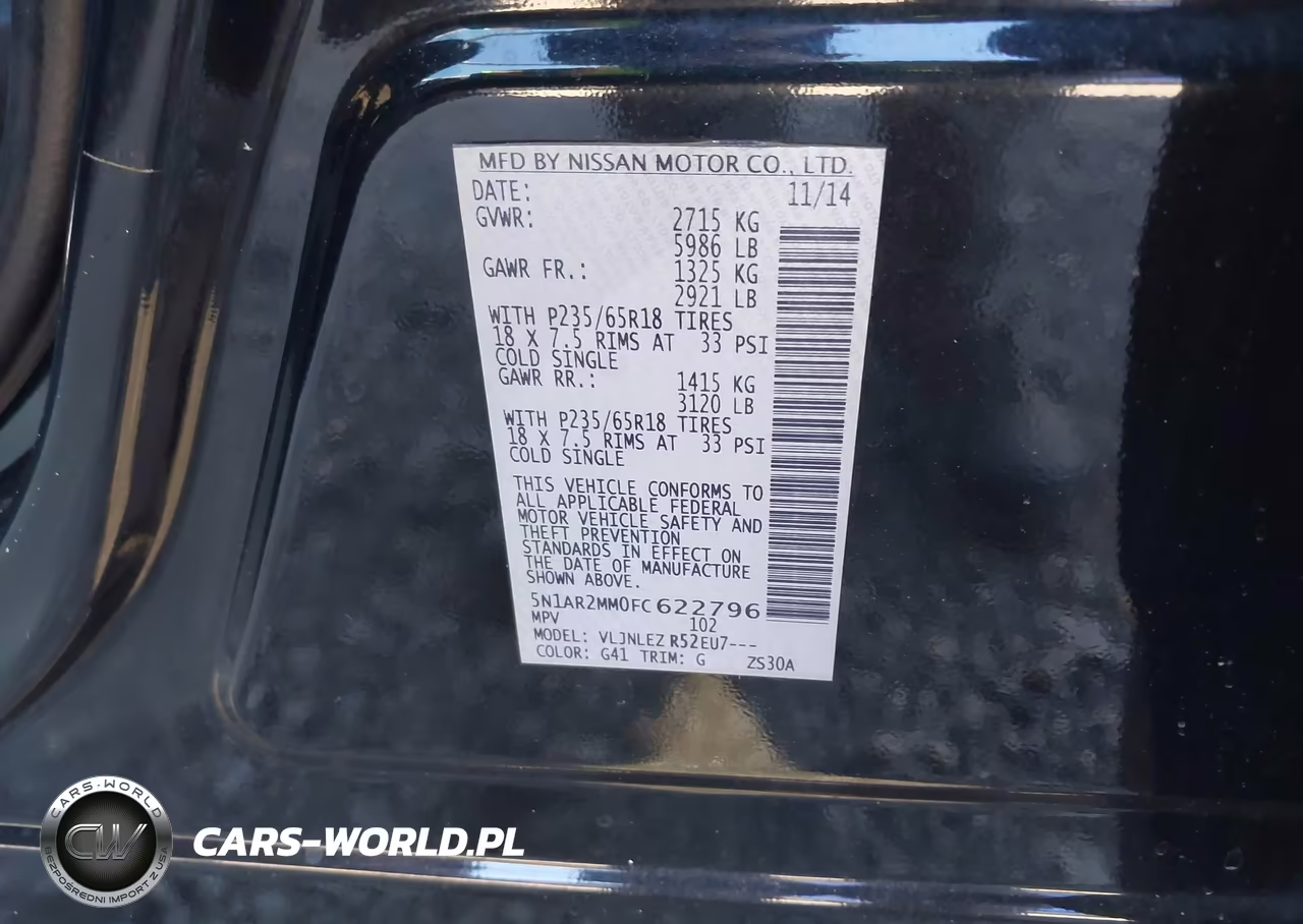 2015 Nissan Pathfinder Platinum-S-Sl-Sv VIN:5N1AR2MM0FC622796 - 9