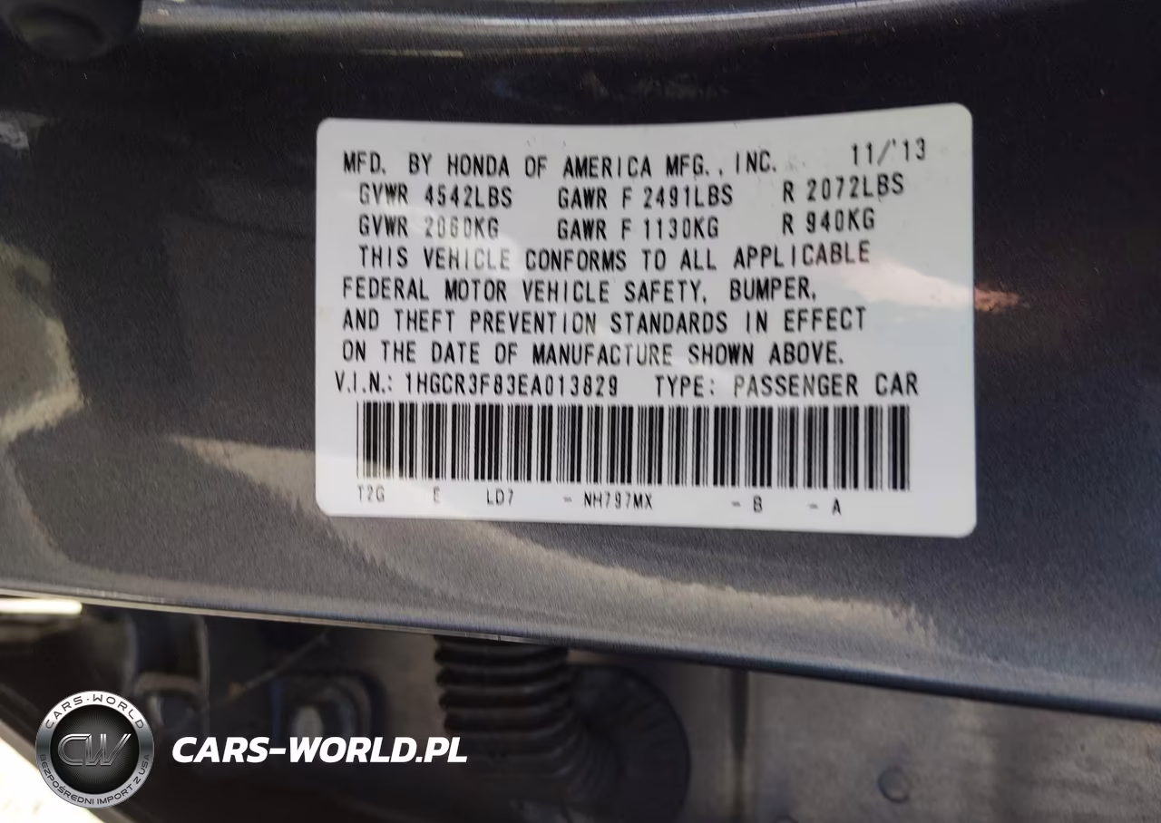 2014 Honda Accord Ex-L V-6 VIN:1HGCR3F83EA013829 - 9