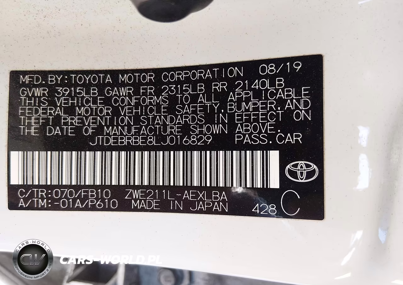 2020 Toyota Corolla Hybrid Le VIN:JTDEBRBE8LJ016829 - 9
