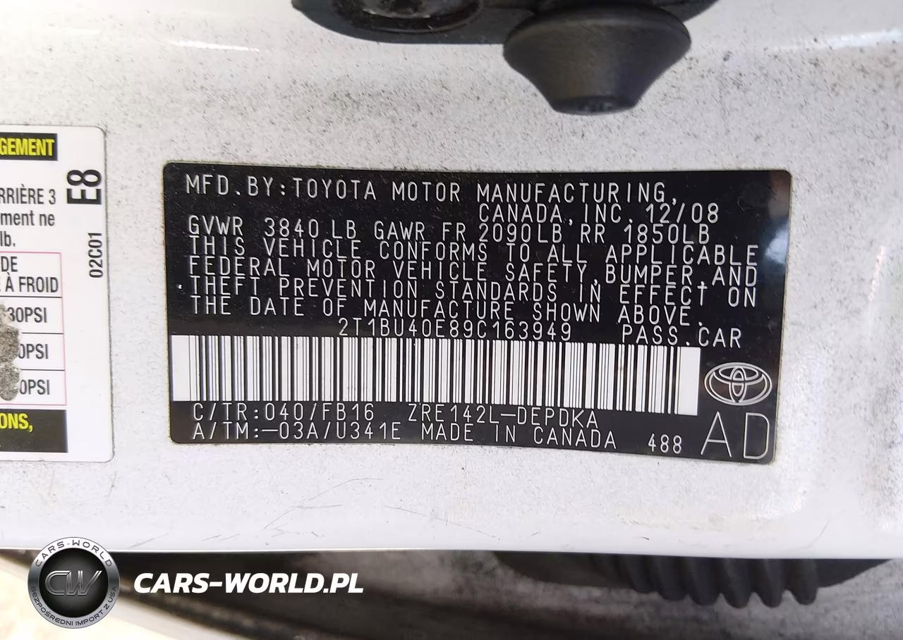 2009 Toyota Corolla Le VIN:2T1BU40E89C163949 - 9