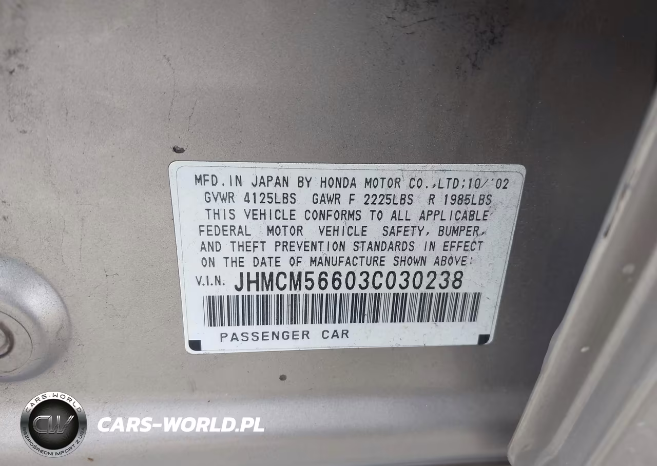 2003 Honda Accord 2.4 Ex VIN:JHMCM56603C030238 - 9