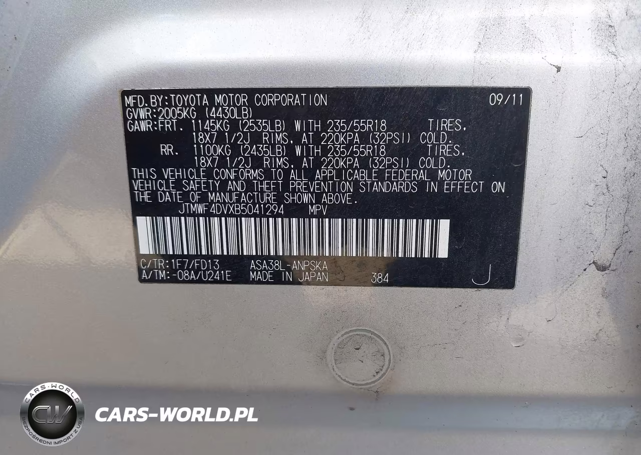 2011 Toyota Rav4 Sport VIN:JTMWF4DVXB5041294 - 9
