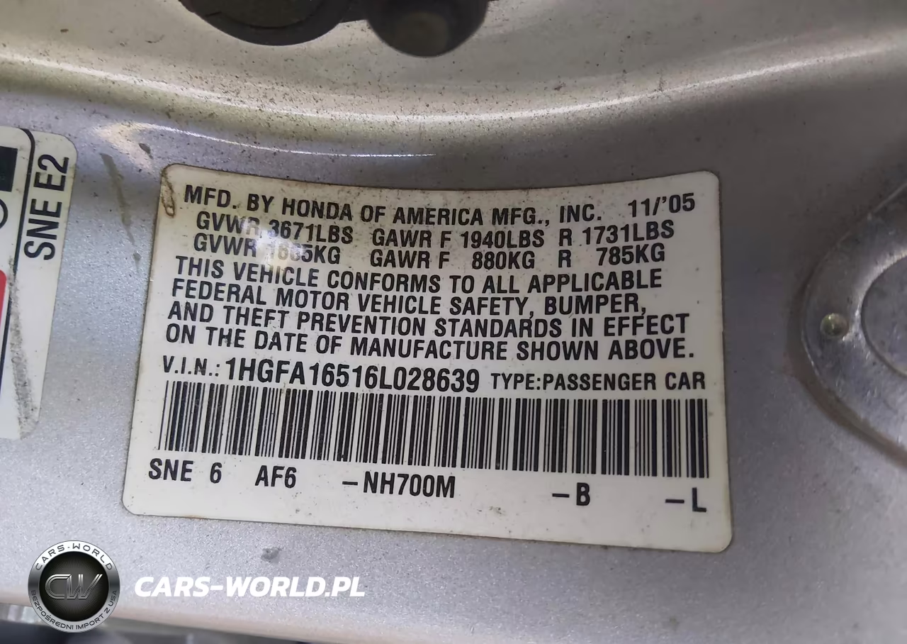2006 Honda Civic Lx VIN:1HGFA16516L028639 - 9