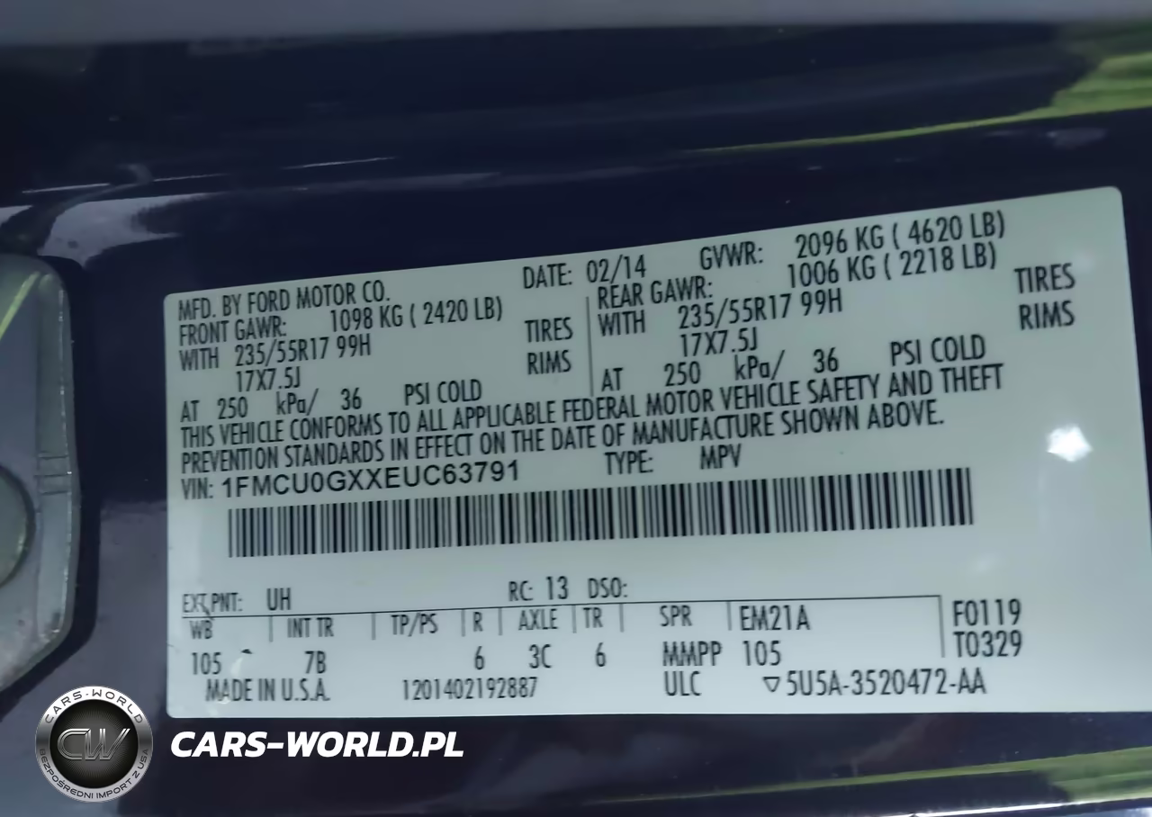 2014 Ford Escape Se VIN:1FMCU0GXXEUC63791 - 9