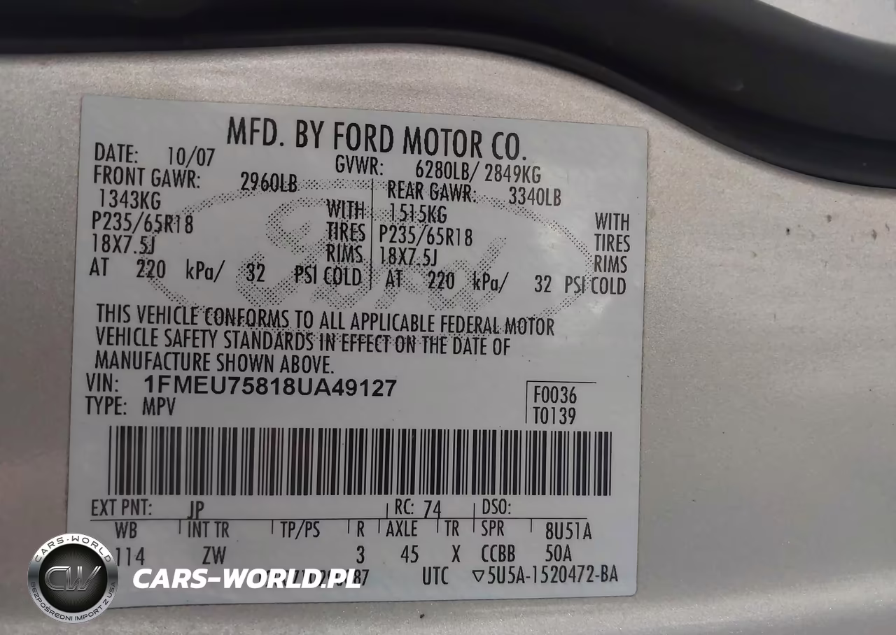 2008 Ford Explorer Limited VIN:1FMEU75818UA49127 - 9