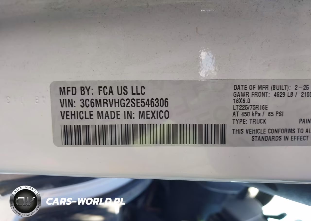 2025 Ram Promaster 3500 Tradesman High Roof 159 Wb W-Pass Seat VIN:3C6MRVHG2SE546306 - 9