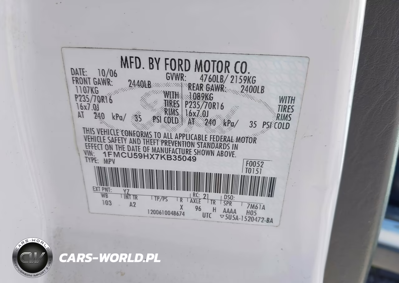 2007 Ford Escape Hybrid VIN:1FMCU59HX7KB35049 - 9