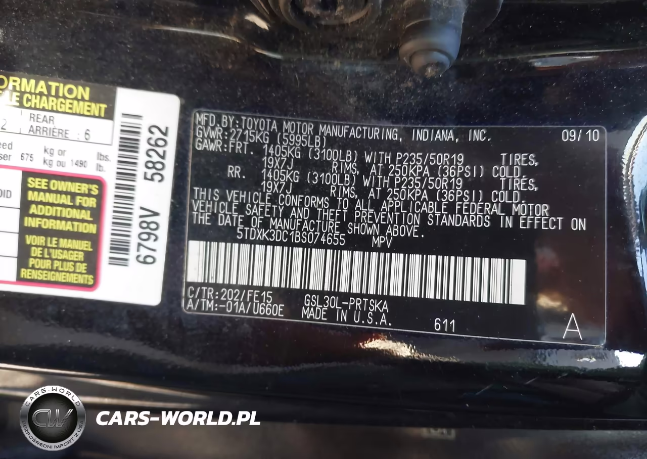 2011 Toyota Sienna Se VIN:5TDXK3DC1BS074655 - 9