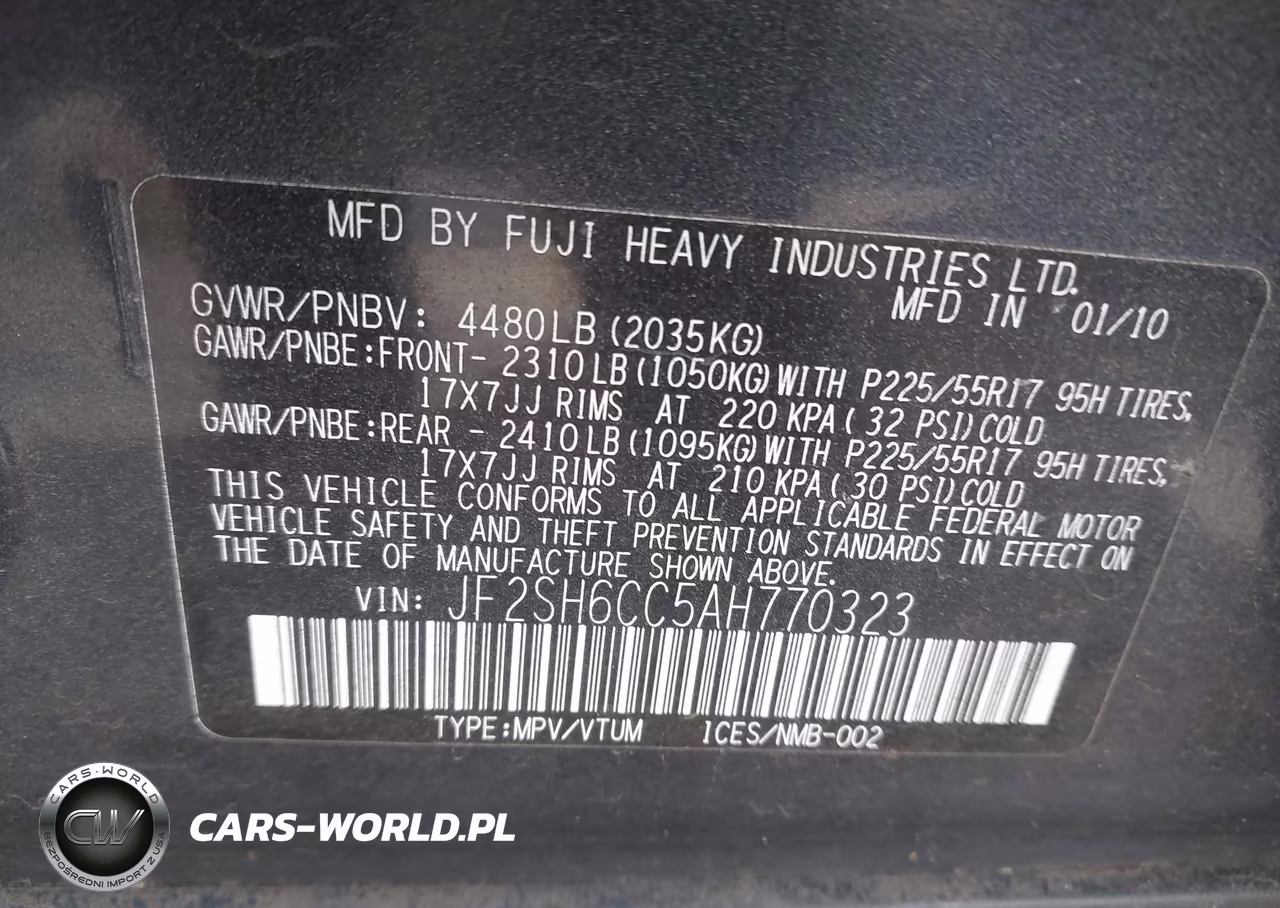 2010 Subaru Forester 2.5X Premium VIN:JF2SH6CC5AH770323 - 9