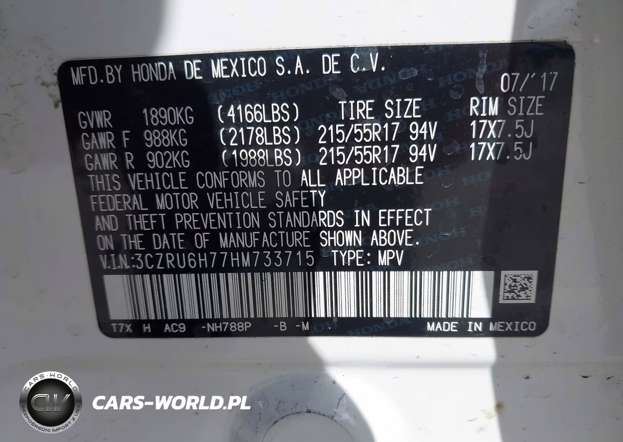 2017 Honda Hr-V Ex-L VIN:3CZRU6H77HM733715 - 9