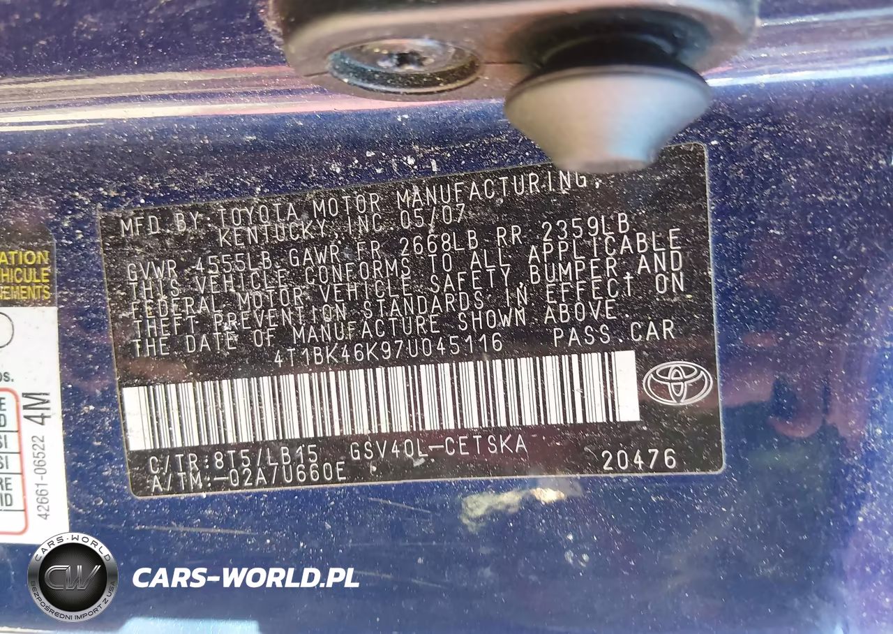 2007 Toyota Camry Se V6 VIN:4T1BK46K97U045116 - 9