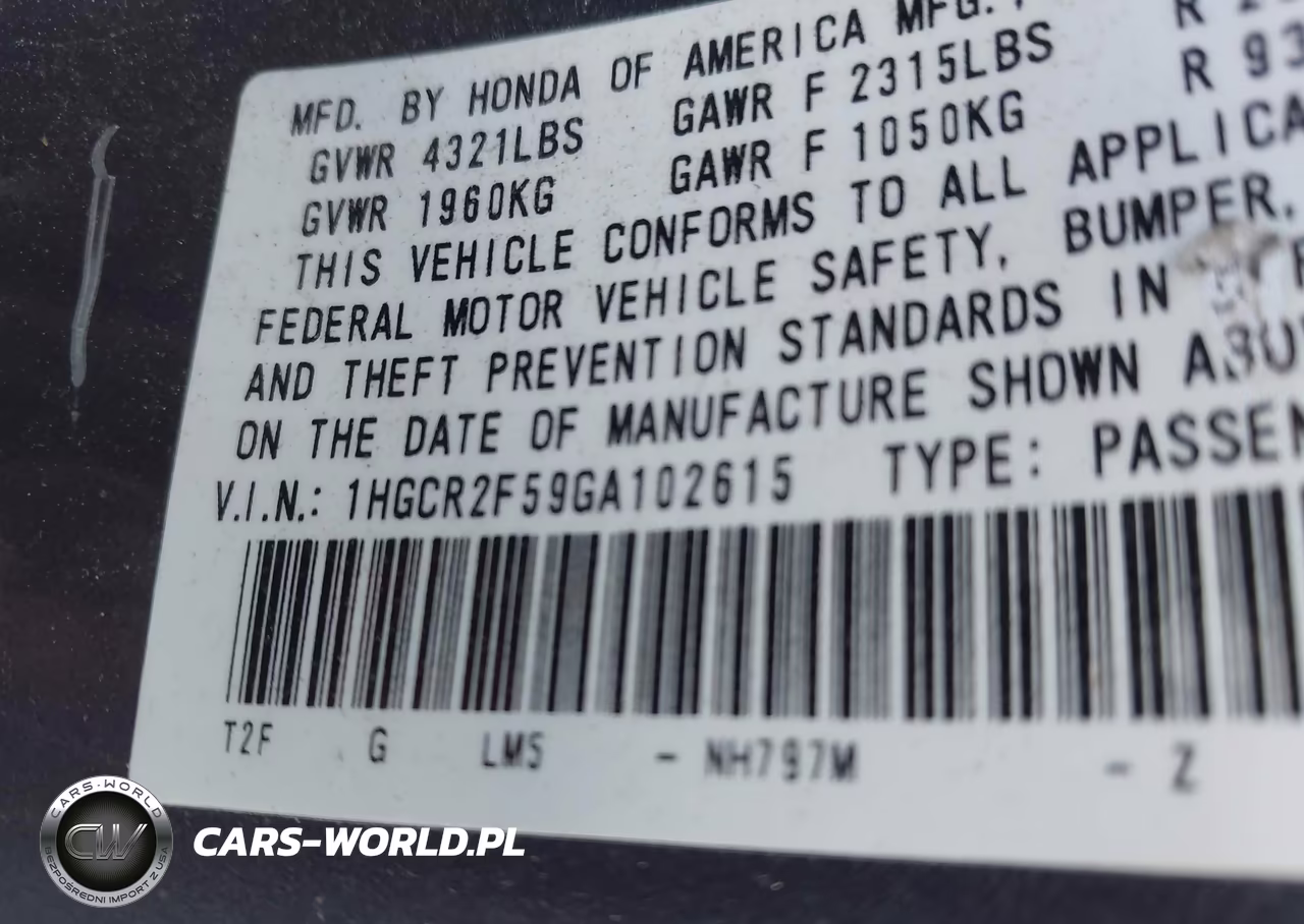 2016 Honda Accord Sport VIN:1HGCR2F59GA102615 - 9
