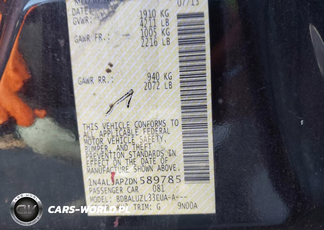 2013 Nissan Altima 2.5 Sv VIN:1N4AL3AP2DN589785 - 9