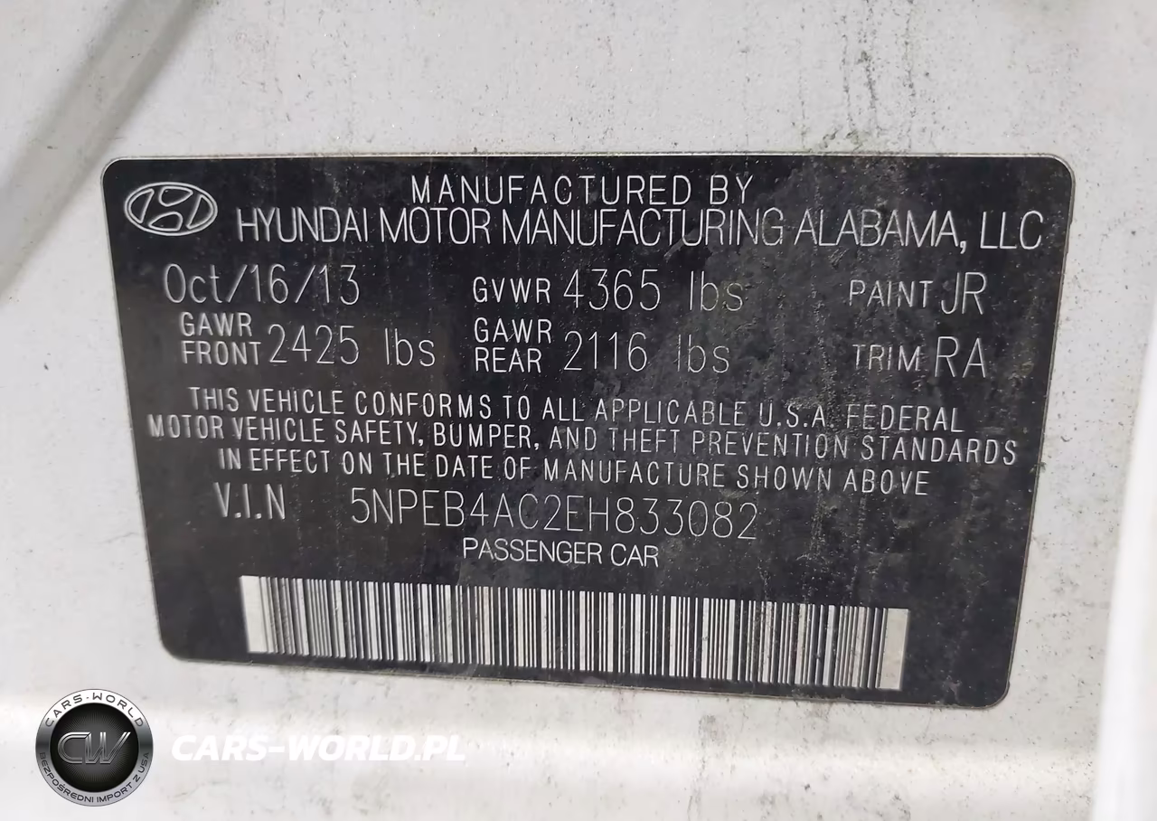 2014 Hyundai Sonata Gls VIN:5NPEB4AC2EH833082 - 9