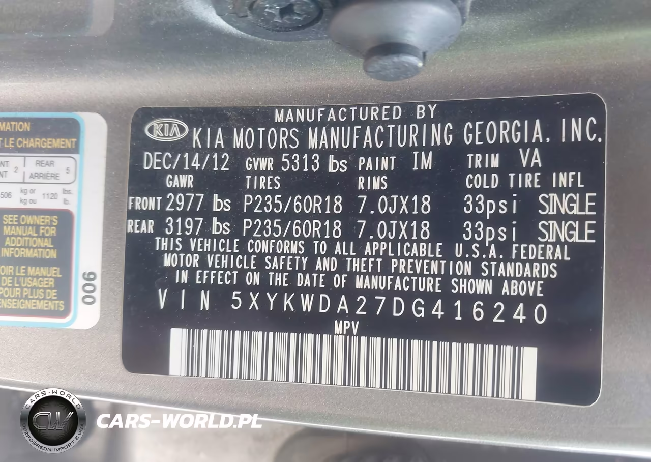 2013 Kia Sorento Sx V6 VIN:5XYKWDA27DG416240 - 9