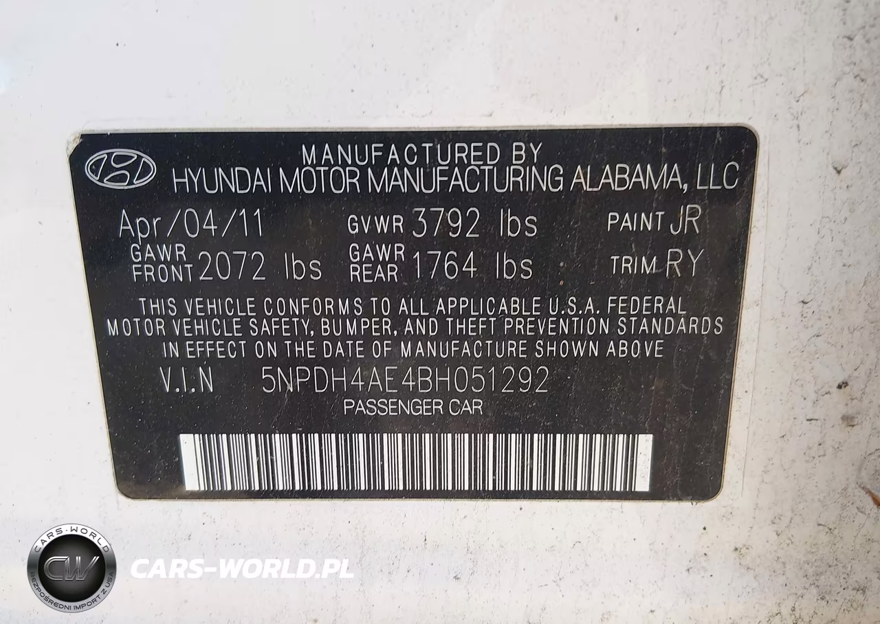 2011 Hyundai Elantra Limited VIN:5NPDH4AE4BH051292 - 9