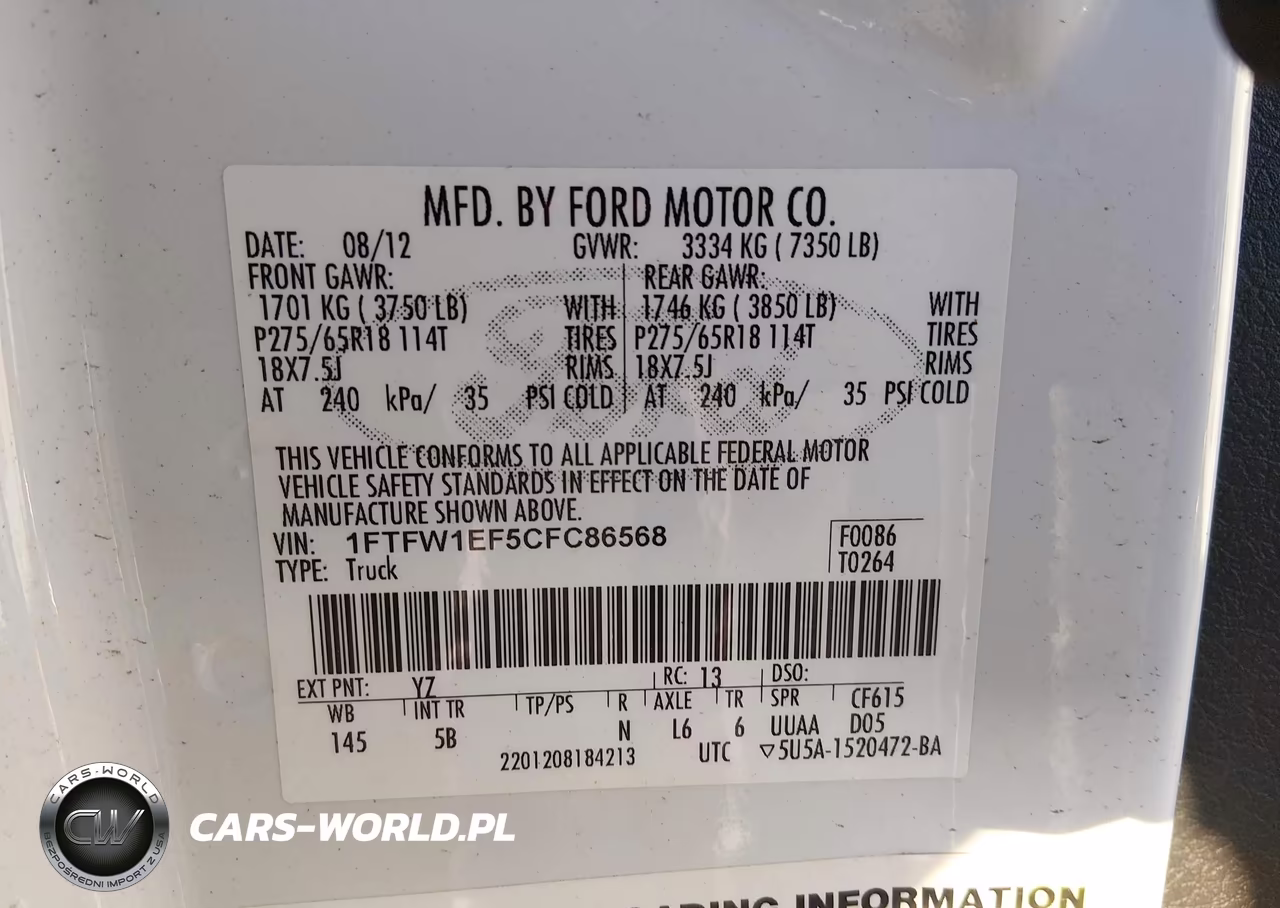 2012 Ford F150 Supercrew VIN:1FTFW1EF5CFC86568 - 9