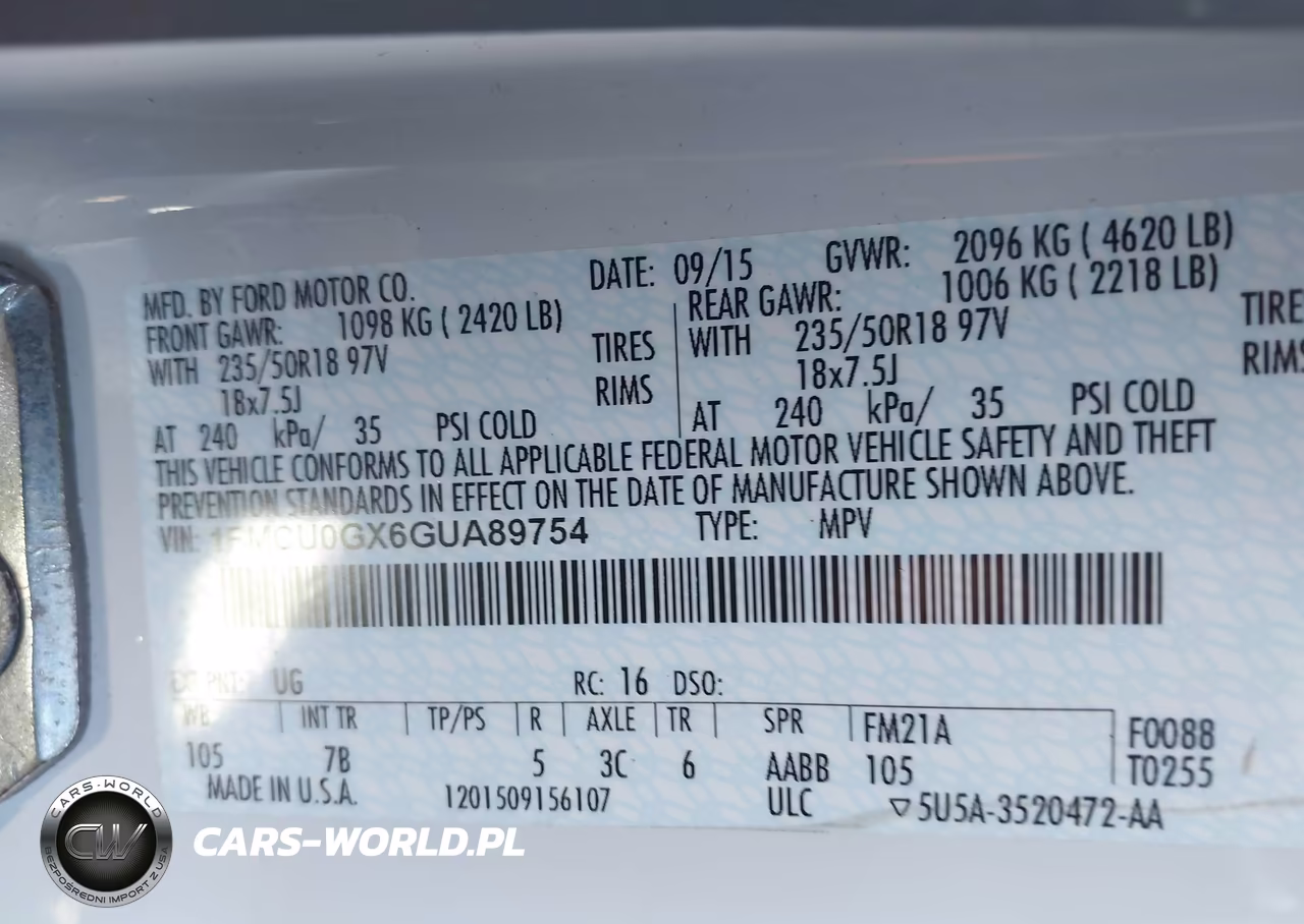 2016 Ford Escape Se VIN:1FMCU0GX6GUA89754 - 9