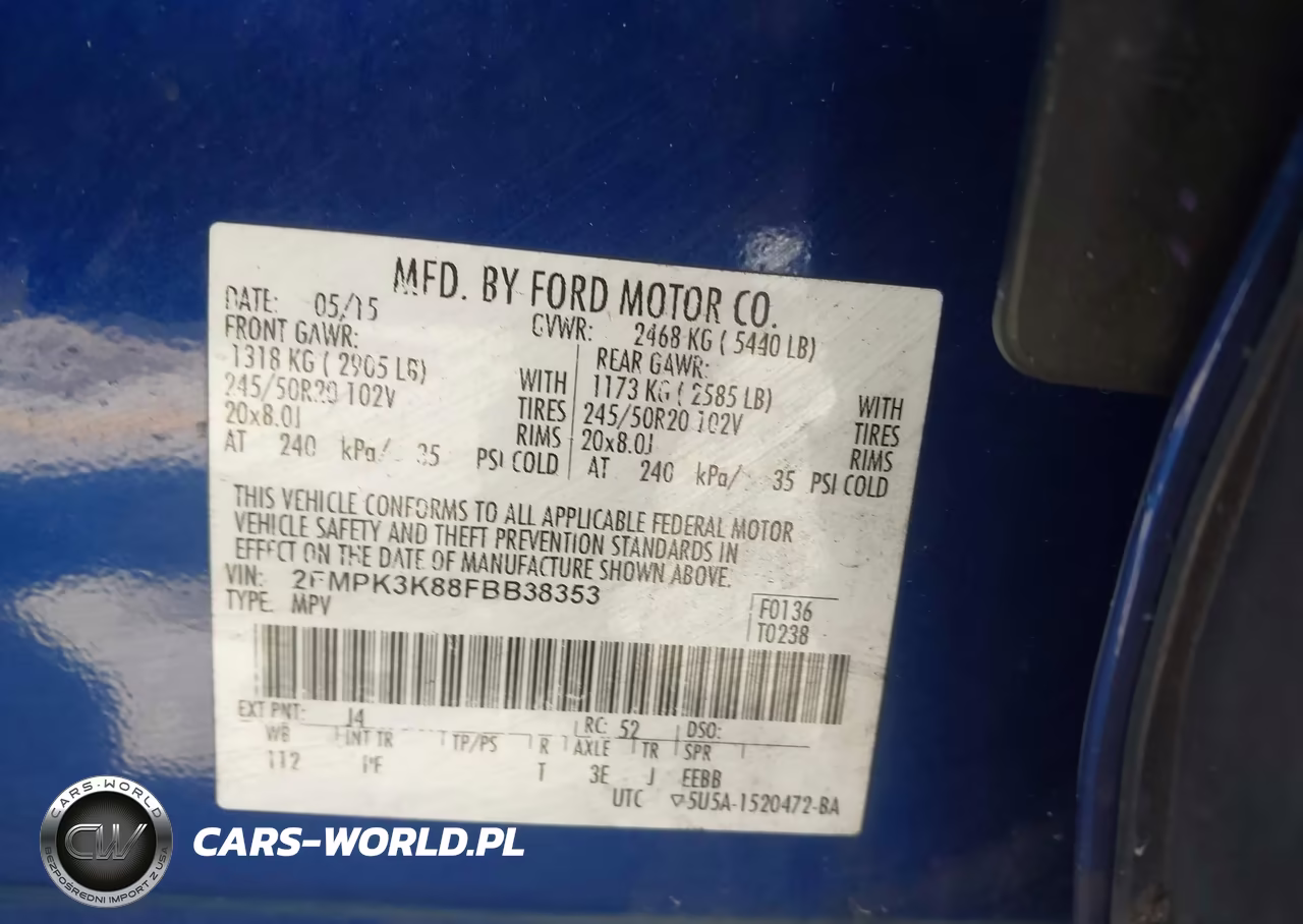 2015 Ford Edge Titanium VIN:2FMPK3K88FBB38353 - 9